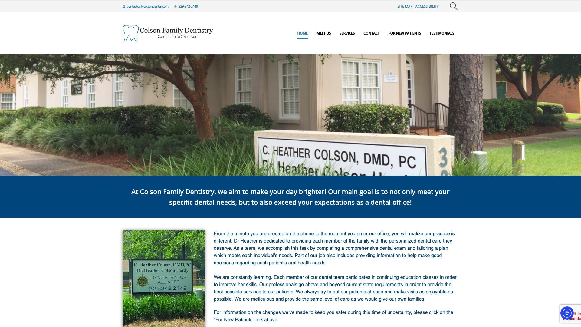 Colson Dental website on MacBook